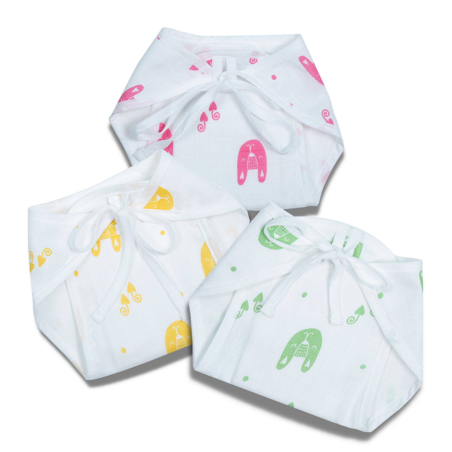 Organic Cotton Reusable Cloth Nappies for 3-6 Months Baby (Pack of 3)