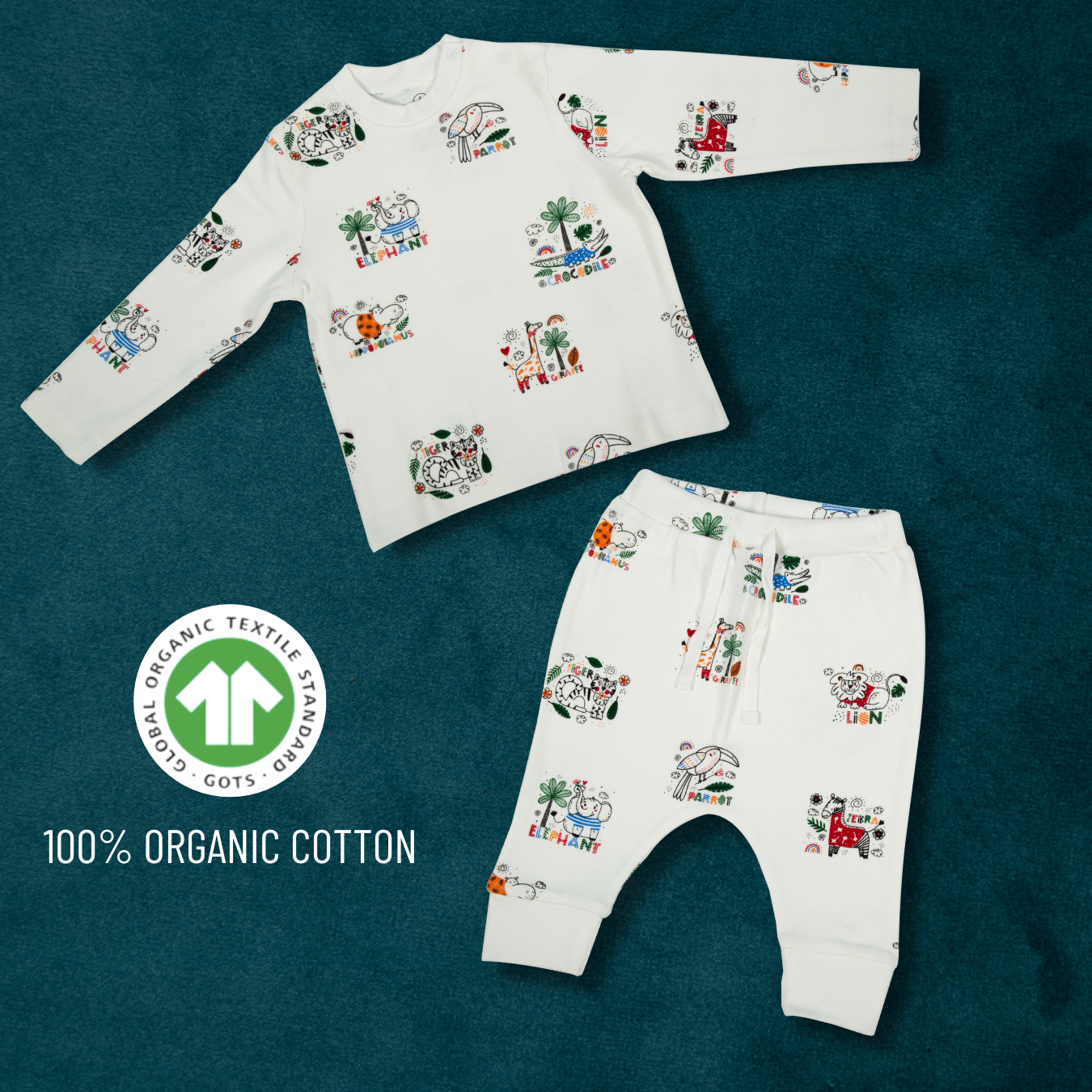 Organic Cotton Toddler Joggers Set - Cute Animal Prints for Comfort and Style