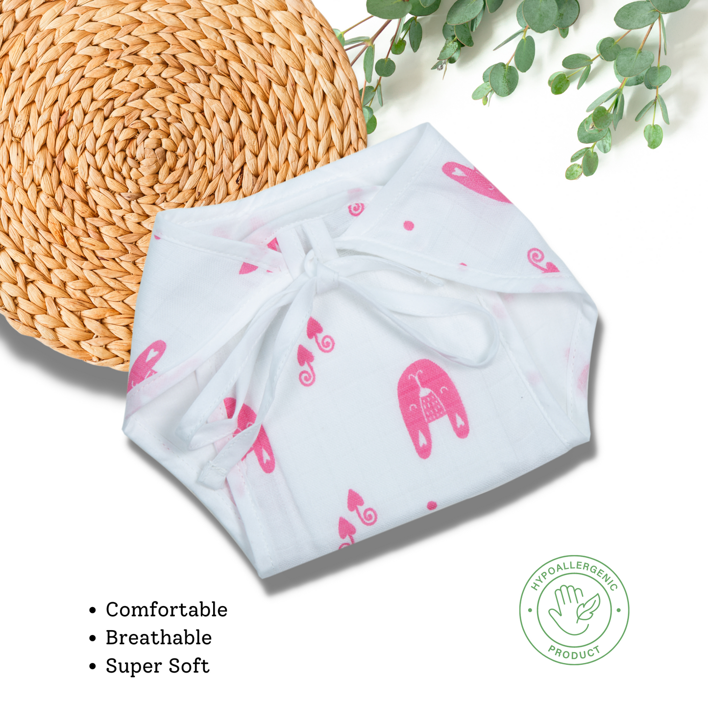 Organic Cotton Reusable Cloth Nappies  (Pack of 4)