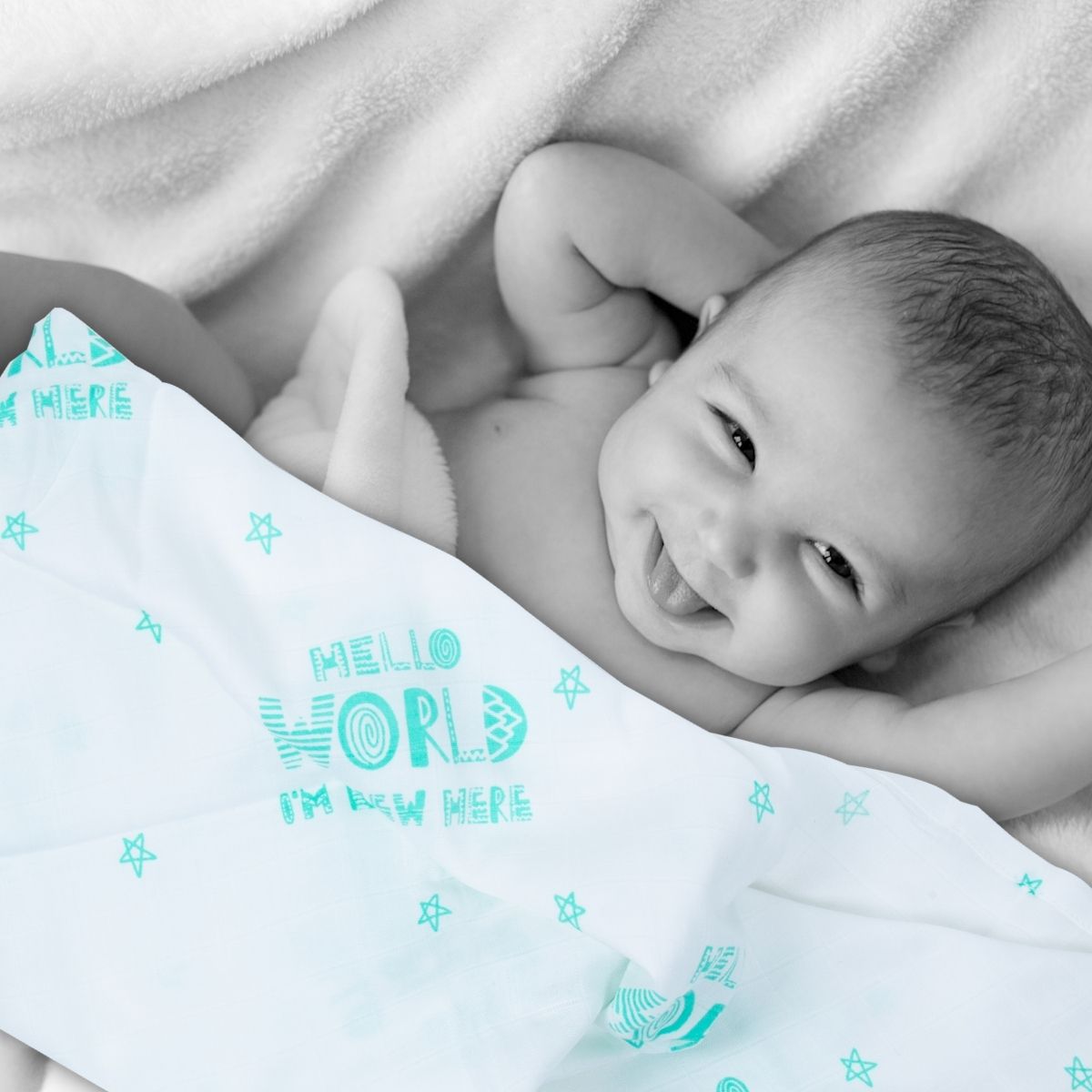 Bundle of Baby Comfort: 3 Must-Have Essentials - Swaddle, Burp Cloth, and a Bib