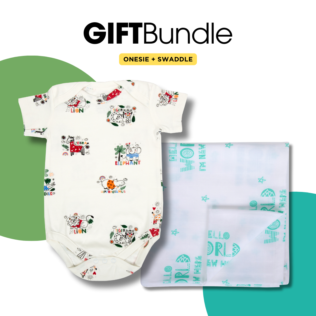 100% Oragnic Cotton Swaddle and Onesie for Baby Boy And Baby Girl