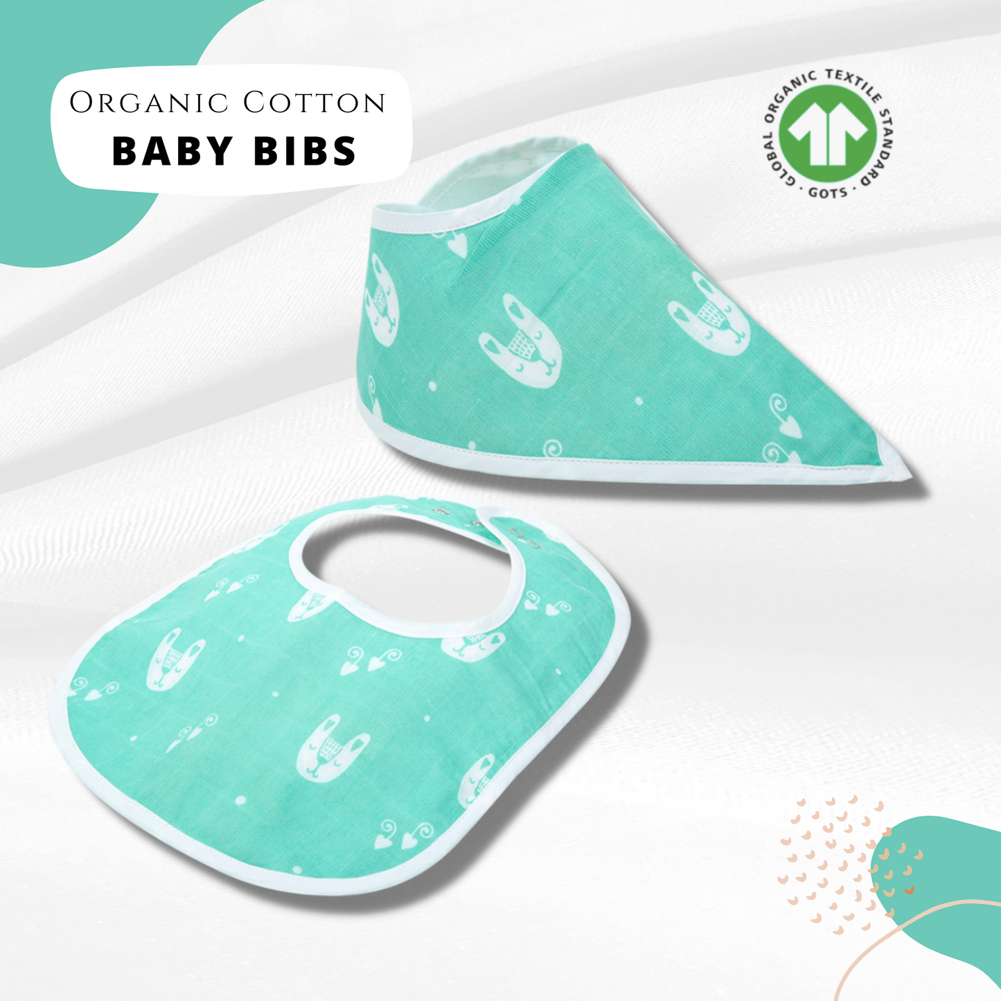 Organic Cotton Set of Two Bibs: Stylish and Comfortable Baby Feeding Essentials